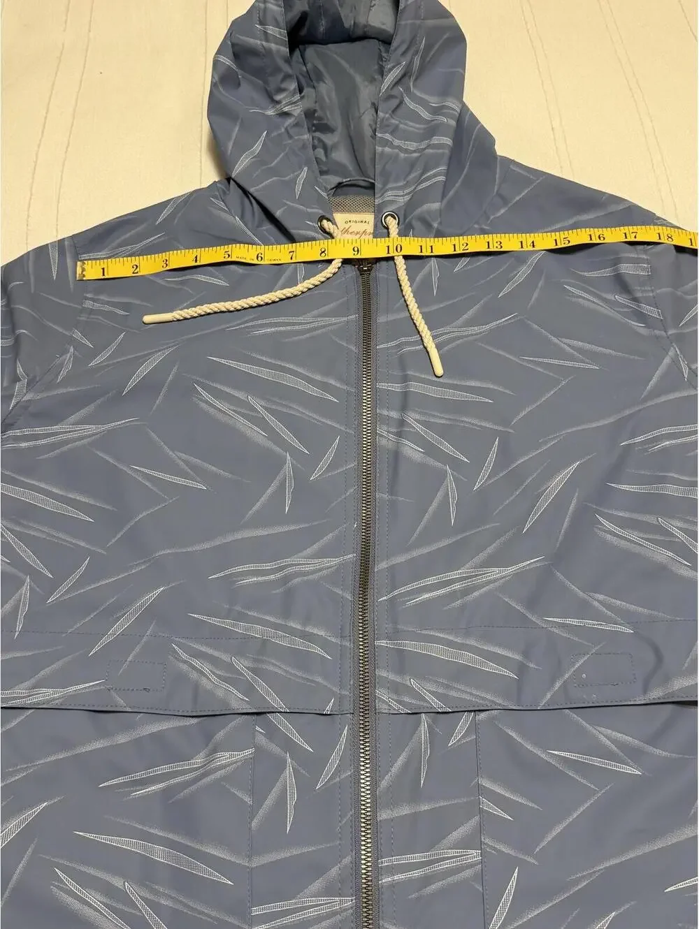 Weatherproof Vintage Blue Leaf Print Hooded Rain Jacket‎ Women's Size L EUC - Picture 7 of 9